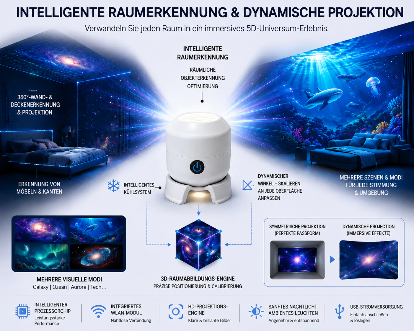 🔥 Nur heute: 70 % Rabatt丨REBYIPO® 5D Holografischer Nachtlicht-Projektor – Magischer Sternenhimmel & Ozean für Ihr Zuhause 🌠