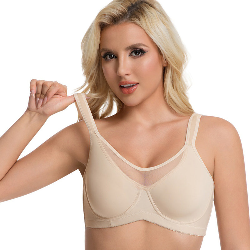 🏆LUCKYSONG® Last Day Special Price💐Women's Elegant Sheer Full Coverage Plus Size Bra - Black